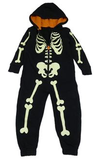 Černá tepláková kombinéza s kostmi a kapucí George