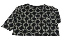 Černé kárované crop triko s nápisy Decathlon