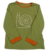 Khaki-oranžové pyžamové triko se šnečkem TCM