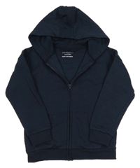 Tmavomodrá propínací teplá mikina s kapucí PRIMARK