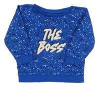 Cobaltově modrá skvrnitá mikina s nápisy St. Bernard