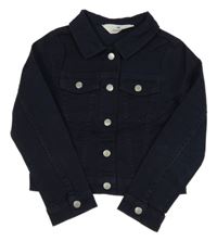 Tmavomodrá riflová crop bunda s límečkem H&M