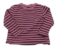 Tmavovínovo-starorůžová pruhovaná teplá mikina lupilu