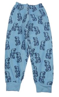 Světlemodré fleecové pyžamové kalhoty s dinosaury 
