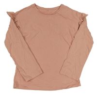 Pudrové triko s volánky George