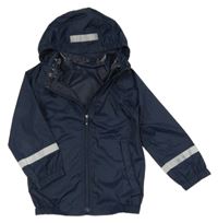 Tmavomodrá šusťáková nepromokavá bunda s kapucí TCM