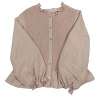 Pudrová crop halenka se žabičkováním ZARA