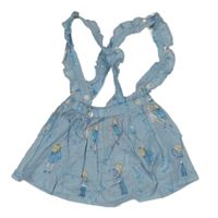 Světlemodrá sukně s holčičkami a kšandami s volánky Newness