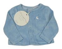 Nové - modrá sametová propínací mikina s měsícem LEIGH TUCKER