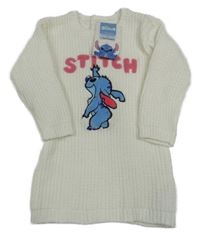 Nové - smetanové žebrované žinylkové svetrové šaty se Stitchem PRIMARK