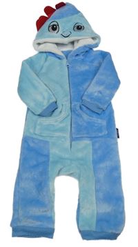 Modro-světlemodrá plyšová kombinéza s kapucí - IGGLE PIGGLE