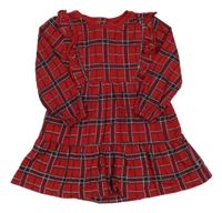 Červeno-tmavomodro-bílé kostkované šaty s volánky SOULCAL&CO