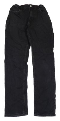 Černé slim fit waist teplákové rifle H&M