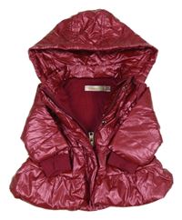 Vínová metalická prošívaná nepromokavá zateplená parka s odepínací kapucí Baby bol