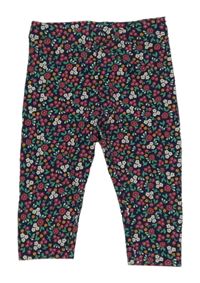 Tmavomodré legíny s kytičkami Mothercare