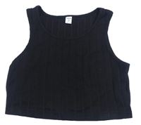 Černý žebrovaný úpletový crop top Shein