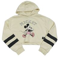 Krémová crop mikina s Mickeym a kapucí C&A