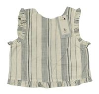 Smetanovo-tmavošedý pruhovaný crop top Tu