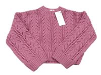 Růžový třpytivý perforovaný crop svetr M&S