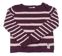 Vínovo-růžový pruhovaný svetr H&M