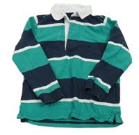 Zeleno-tmaovmodro-bílé pruhované polo mikinotriko Tu