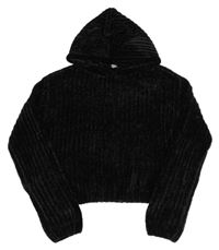 Černý žinylkový crop svetr s kapucí M&Co.
