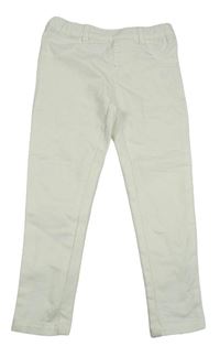 Bílé elastické plátěné skinny kalhoty