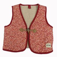 Vínová květovaná prošívaná zateplená vesta