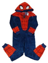Nové - Tmavomodro-červená chlupatá kombinéza s kapucí - Spiderman Marvel