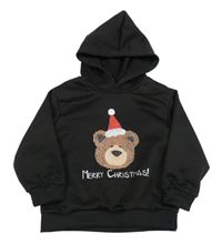 Černá mikina s medvědem a kapucí