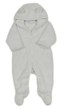Bílá chlupatá kombinéza s kapucí s oušky The Little White Company