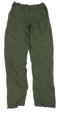 Khaki šusťákové kalhoty