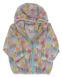 Světlemodrá šusťáková jarní bunda s Peppou s přáteli a kapucí Next