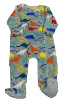 Šedý chlupatý overal s dinosaury Next