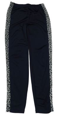 Tmavomodré legíny s pruhem s leopardím vzorem Shein