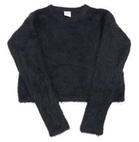 Antracitový chlupatý crop svetr Page One Young