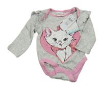 Nové - Šedé melírované body s Marií a srdíčky Disney