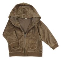 Hnědá sametová propínací mikina s kapucí Prénatal