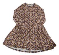 Černo-vínovo-růžové květované bavlněné šaty Guppy