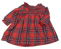 Červeno-černo-bílé kostkované šaty s límečkem George