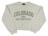 Smetanová crop mikina s nápisem New Look