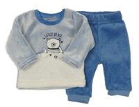 Modro-bílé chlupaté pyžamo s medvědem Ergee