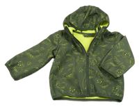 Khaki softshellová bunda s dinosaury a kapucí Ergee