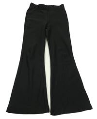 Černé žebrované flare kalhoty Primark