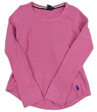 Tmavorůžové žebrované triko U.S. Polo Assn.