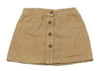 Hnědá manšestrová sukně s knoflíky F&F