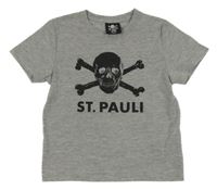 Šedé melírované tričko s lebkou