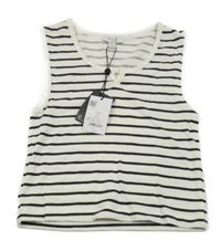 Nové - Bílo-černý pruhovaný žebrovaný crop top M&Co.