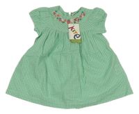 Nové - Zeleno-smetanové kostkované šaty s výšivkami Kite