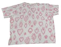 Bílé tričko se srdíčky Zara